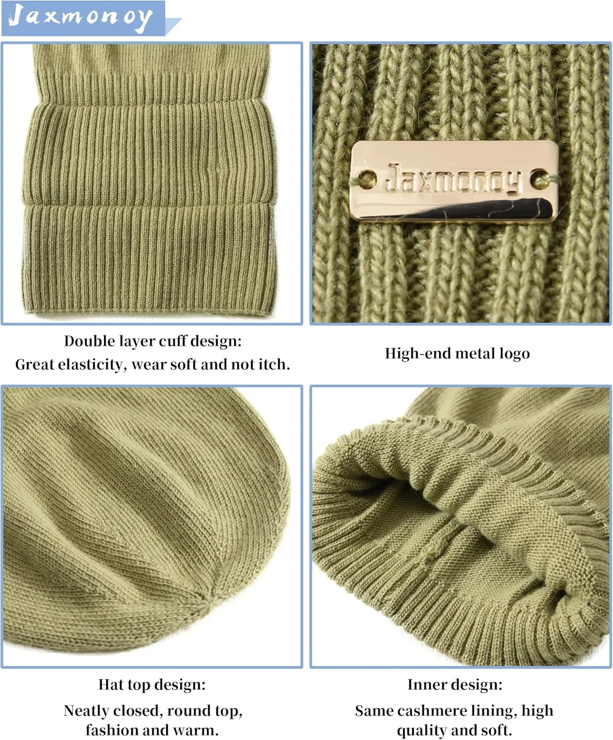 jaxmonoy Slouchy Beanies for Women Winter Lightweight Ladies Knit Hat Cuffed Soft Warm Slouch Beanie Cap - Brown