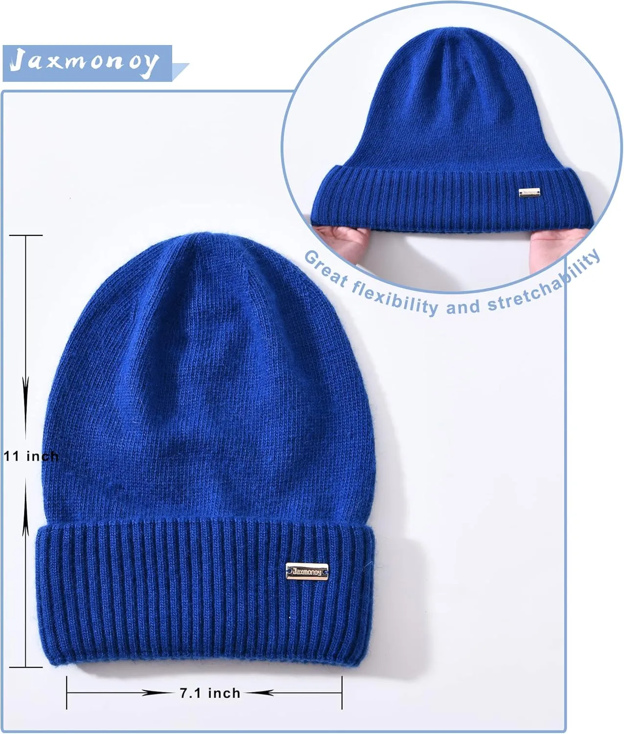 jaxmonoy Slouchy Beanies for Women Winter Lightweight Ladies Knit Hat Cuffed Soft Warm Slouch Beanie Cap - Brown