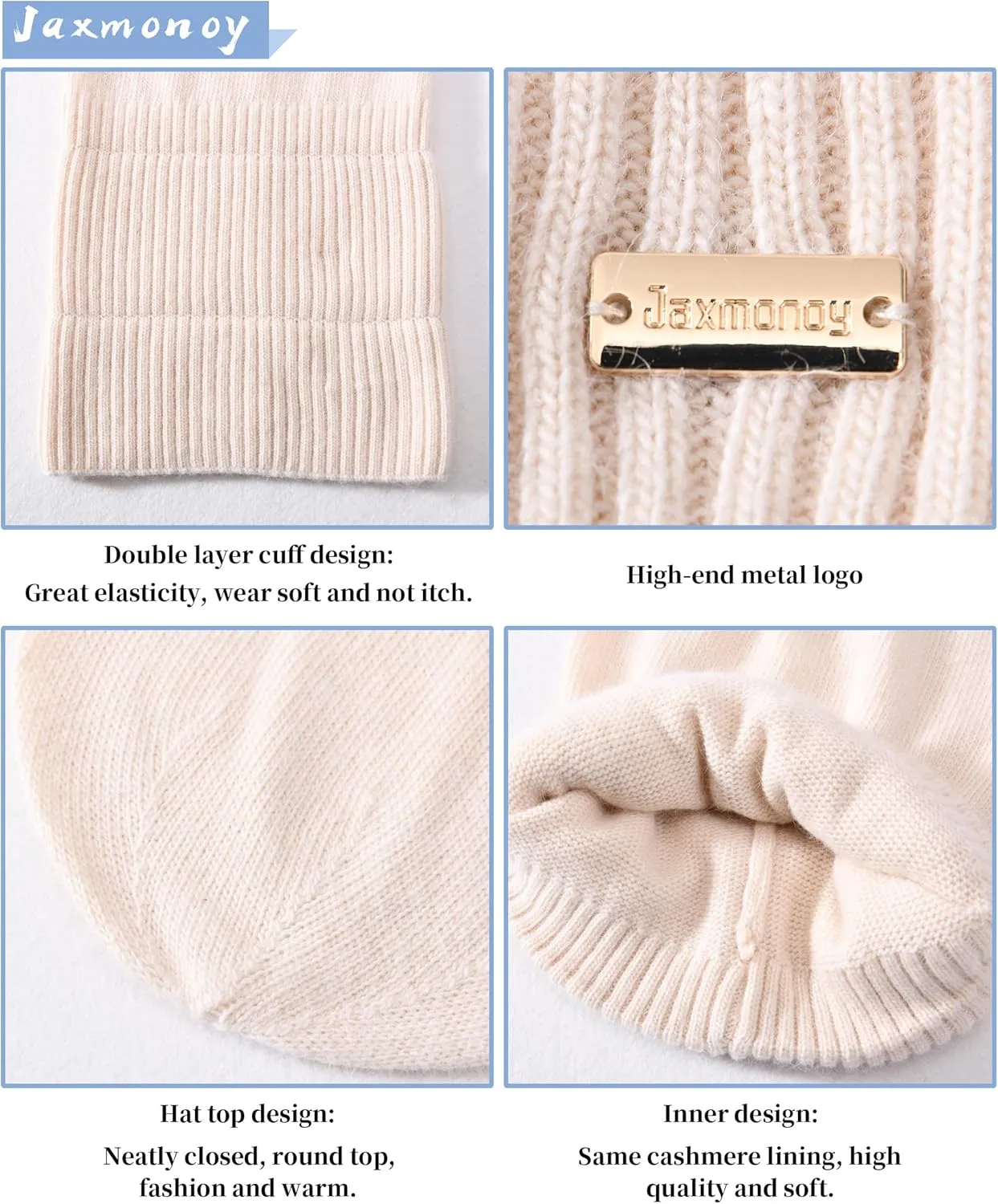 jaxmonoy Slouchy Beanies for Women Winter Lightweight Ladies Knit Hat Cuffed Soft Warm Slouch Beanie Cap - Brown