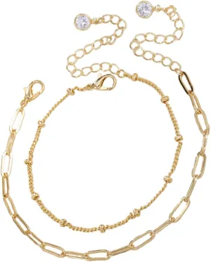 Jewelry 2 Pack Stacking Bracelets Layered Chain Link Bracelets Minimalist Fashion Wristwear