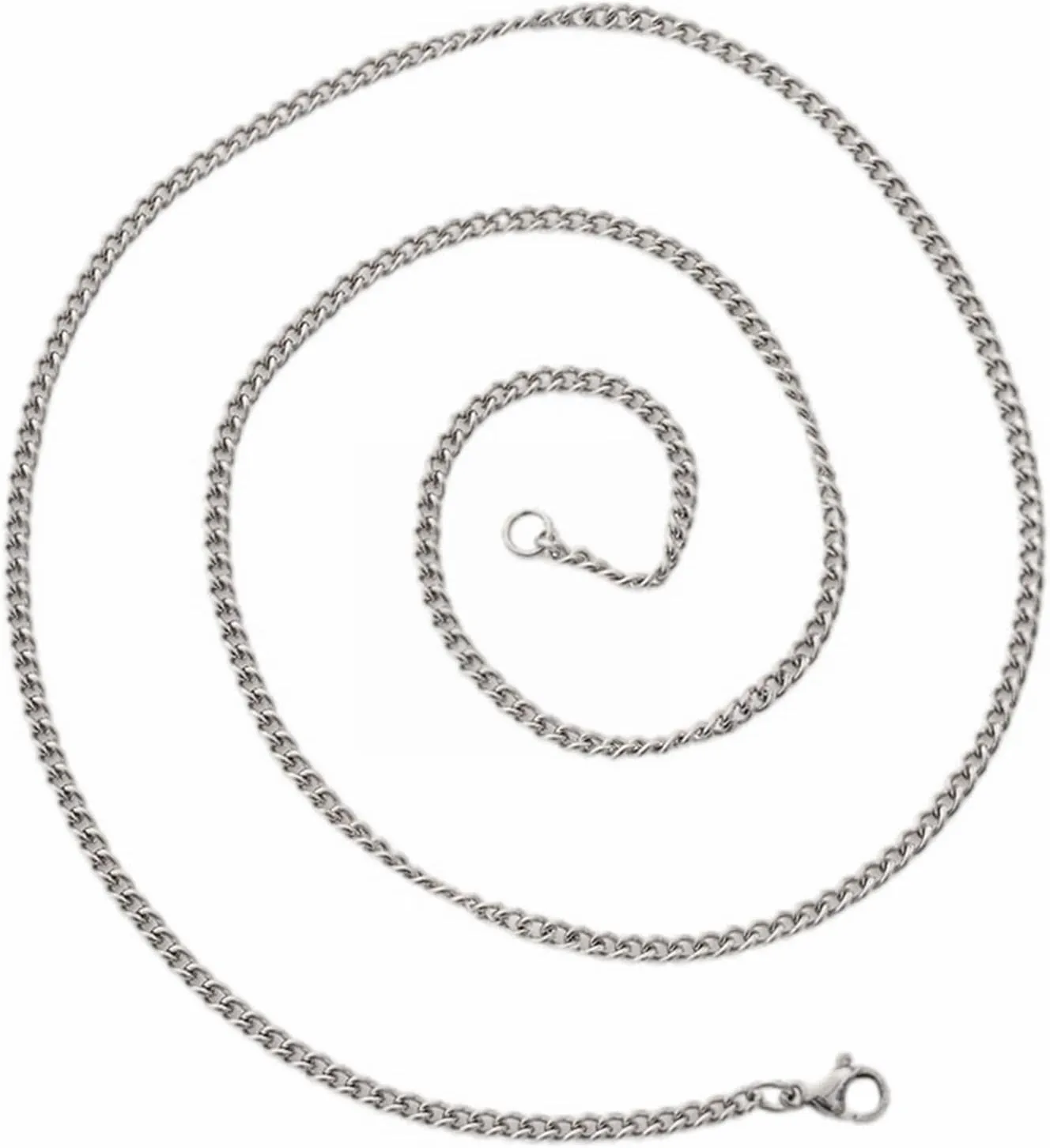 Jewelry 24 Inch Titanium Steel Wheat Silver Chain Necklaces Men Titanium Steel Chain Side Chain Thin Twisted Chain