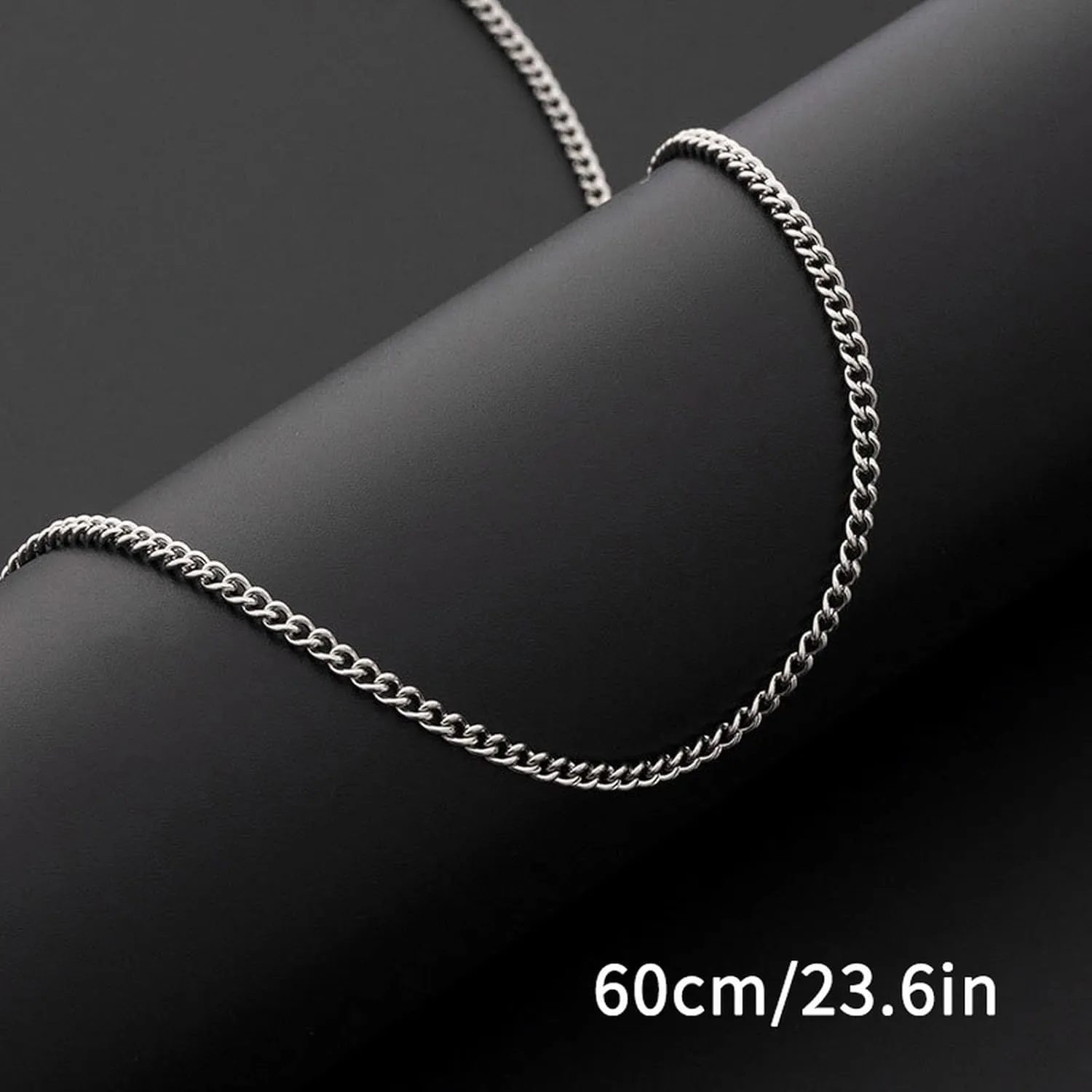 Jewelry 24 Inch Titanium Steel Wheat Silver Chain Necklaces Men Titanium Steel Chain Side Chain Thin Twisted Chain