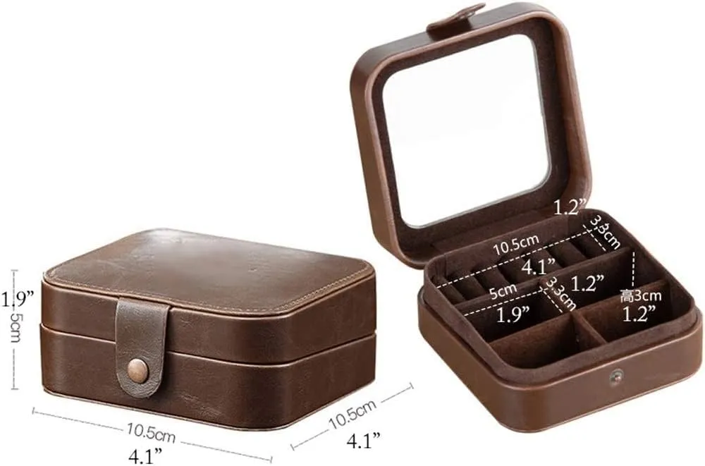 Jewelry Case Jewelry Boxes Travel Jewelry Box With Mirror Small Portable Jewelry Storage Case Brown Retro Jewelry Case For Rings Bracelets Earrings. Jewelry Organizer