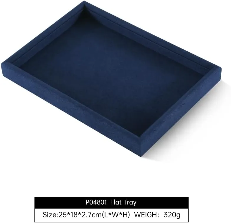 Jewelry Tray, Jewelry Organizer,Microfiber Flat Jewelry Trays,Premium Stackable Storage Drawers,Luxury Velvet Jewelry Display Tray,Blue Watch Tray For Necklace,Earring,Bracelet