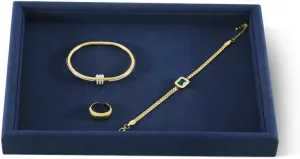 Jewelry Tray, Jewelry Organizer,Microfiber Flat Jewelry Trays,Premium Stackable Storage Drawers,Luxury Velvet Jewelry Display Tray,Blue Watch Tray For Necklace,Earring,Bracelet