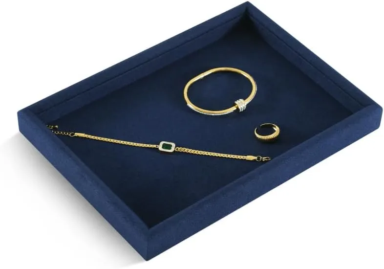 Jewelry Tray, Jewelry Organizer,Microfiber Flat Jewelry Trays,Premium Stackable Storage Drawers,Luxury Velvet Jewelry Display Tray,Blue Watch Tray For Necklace,Earring,Bracelet