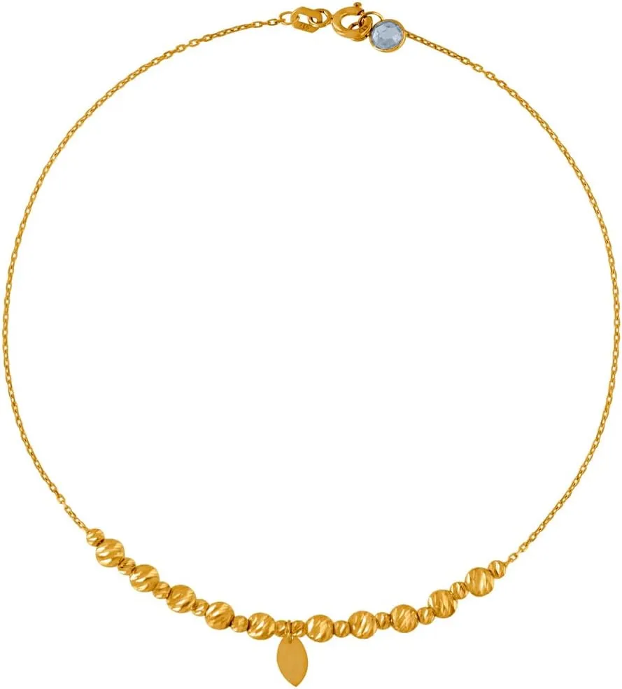 JewelryWeb 10k Yellow Gold Womens CZ Simulated Diamond Sparkle Cut Beaded Charm Anklet 10 Inch-Anklet for Women