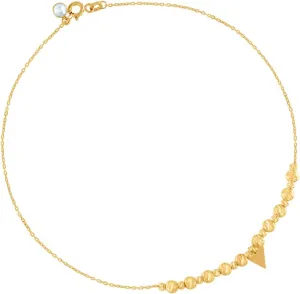 JewelryWeb 10k Yellow Gold Womens CZ Simulated Diamond Sparkle Cut Beaded Charm Anklet 11 Inch-Anklet for Women