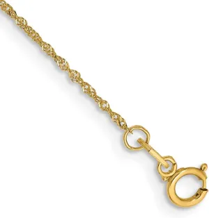 JewelryWeb 14k Gold 1mm Singapore Chain Anklet-Anklet for Women and Men