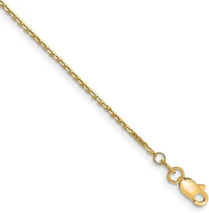 JewelryWeb 14k Solid Yellow Gold 1.2mm Sparkle Cut Cable Chain Ankle Bracelet Anklet for Women and Men