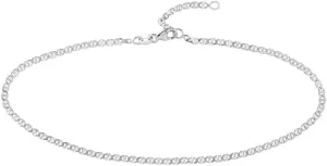 JewelryWeb 14k White Gold 2.2mm Flat Mariner Link Adjustable Anklet 10 Inch-Anklet for Women