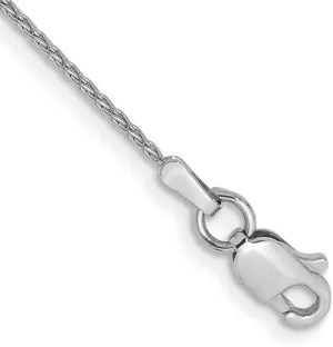JewelryWeb 14k White Gold Solid Lobster Claw Closure 1.0mm Round Wheat Chain Ankle Bracelet Anklet for Women and Men