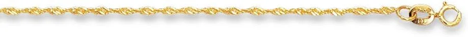 JewelryWeb 14k Yellow Gold 1.5mm Shiny Sparkle Cut Singapore Chain Anklet With Spring-Ring Clasp 10 Inch-Anklet for Women and Men