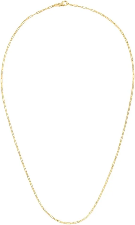 JewelryWeb 14k Yellow Gold Polished Paperclip Chain Ankle Bracelet With Pear Shaped Lobster Clasp 10 Inch Anklet for Women and Men