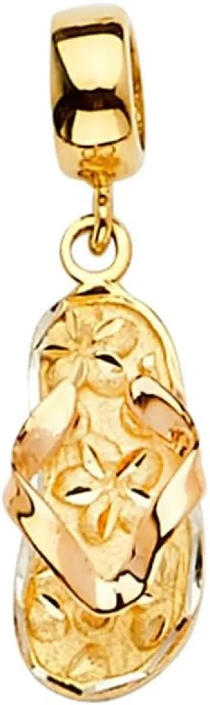 JewelryWeb 14k Yellow Gold Sandal Charm For Mix And Match Bracelet 6x25mm-Charm-Bracelet