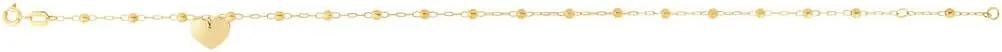 JewelryWeb 14k Yellow Gold Sparkle Cut/Textured Anklet With Spring-Ring Clasp 10 Inch-Anklet for Women