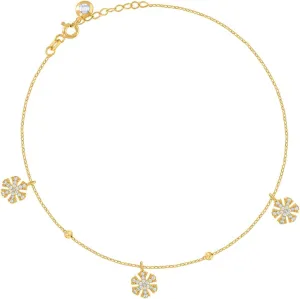 JewelryWeb 14k Yellow Gold Womens CZ Simulated Diamond Snowflakes Fashion Charm Anklet Bracelet 8 Inch 10.8mm Long-Anklet for Women