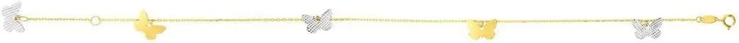 JewelryWeb 14k Yellow White Gold 1 7mm Shiny Sparkle Cut Fancy Anklet With Spring-Ring Clasp 10 Inch-Anklet for Women