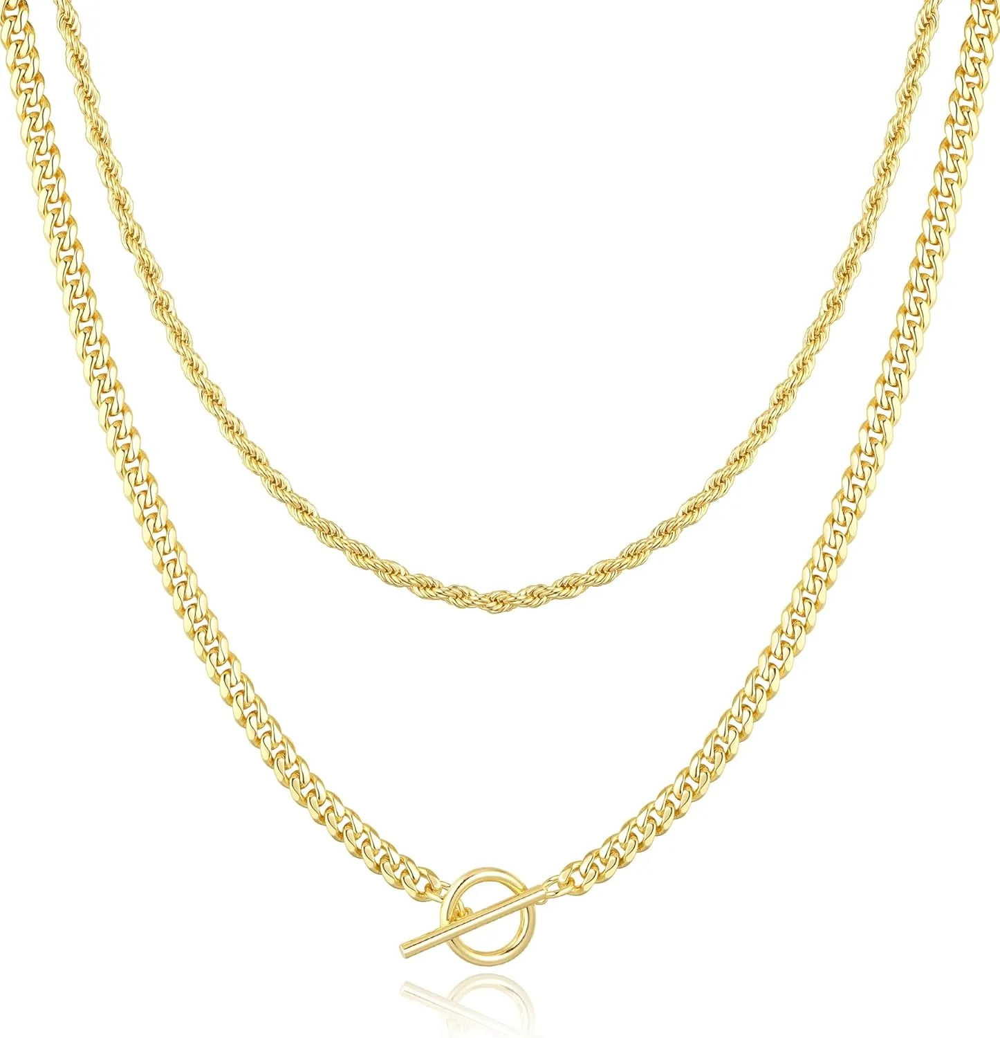 Jewlpire Mother's Day Gifts for Women Gold Necklace for Women, 14K Plated Gold Layered Necklaces for Women, Herringbone Necklace Paperclip Chain Necklaces for Women Gifts for Her Wife