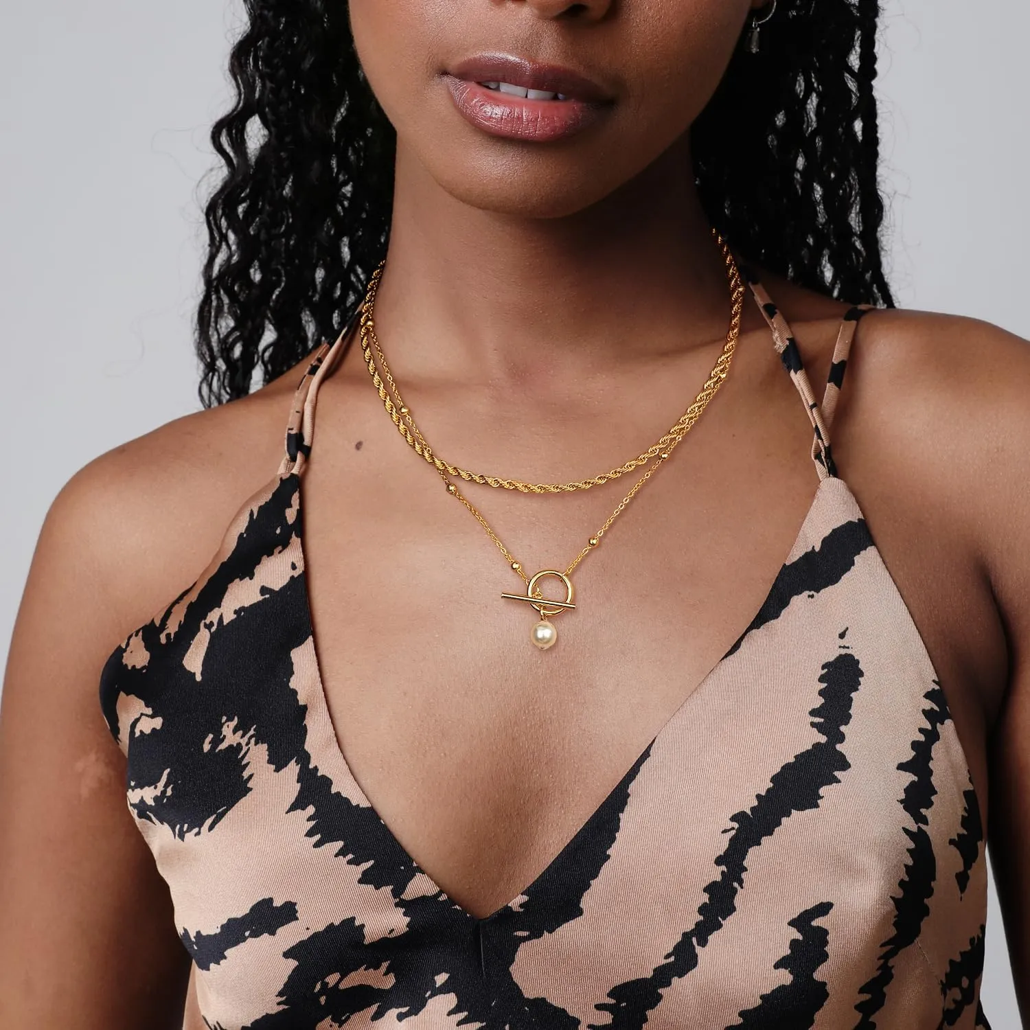 Jewlpire Mother's Day Gifts for Women Gold Necklace for Women, 14K Plated Gold Layered Necklaces for Women, Herringbone Necklace Paperclip Chain Necklaces for Women Gifts for Her Wife