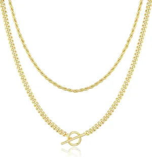Jewlpire Mother's Day Gifts for Women Gold Necklace for Women, 14K Plated Gold Layered Necklaces for Women, Herringbone Necklace Paperclip Chain Necklaces for Women Gifts for Her Wife