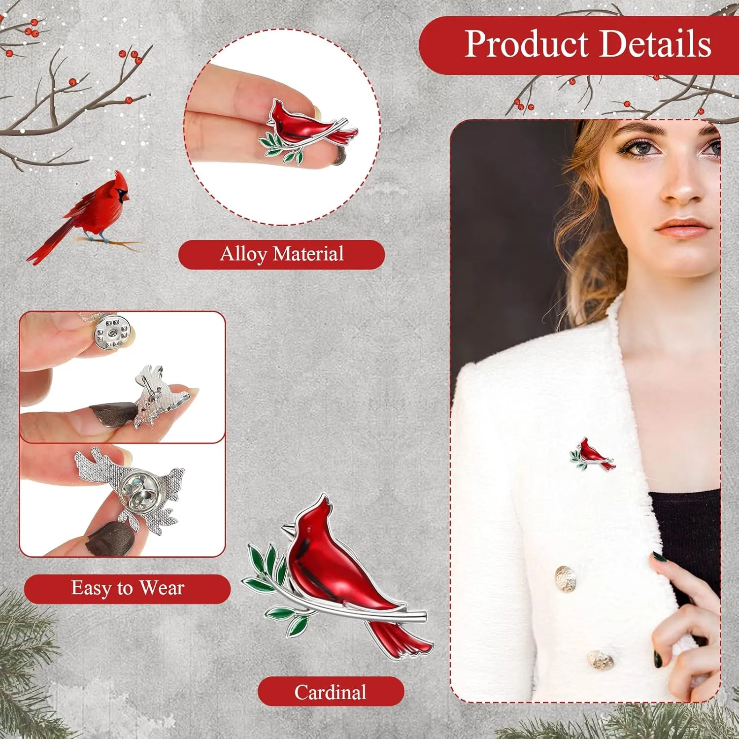 Jexine Memorial Cardinal Sign Pins Set Funeral Pocket Token Guardian Gifts Pocket Oil Dropped Religious Funeral Favors Celebration of Life Memorial Sympathy Gifts Cardinal Charms for Women Man