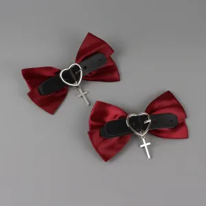 Jirei heart buckle red bow clips