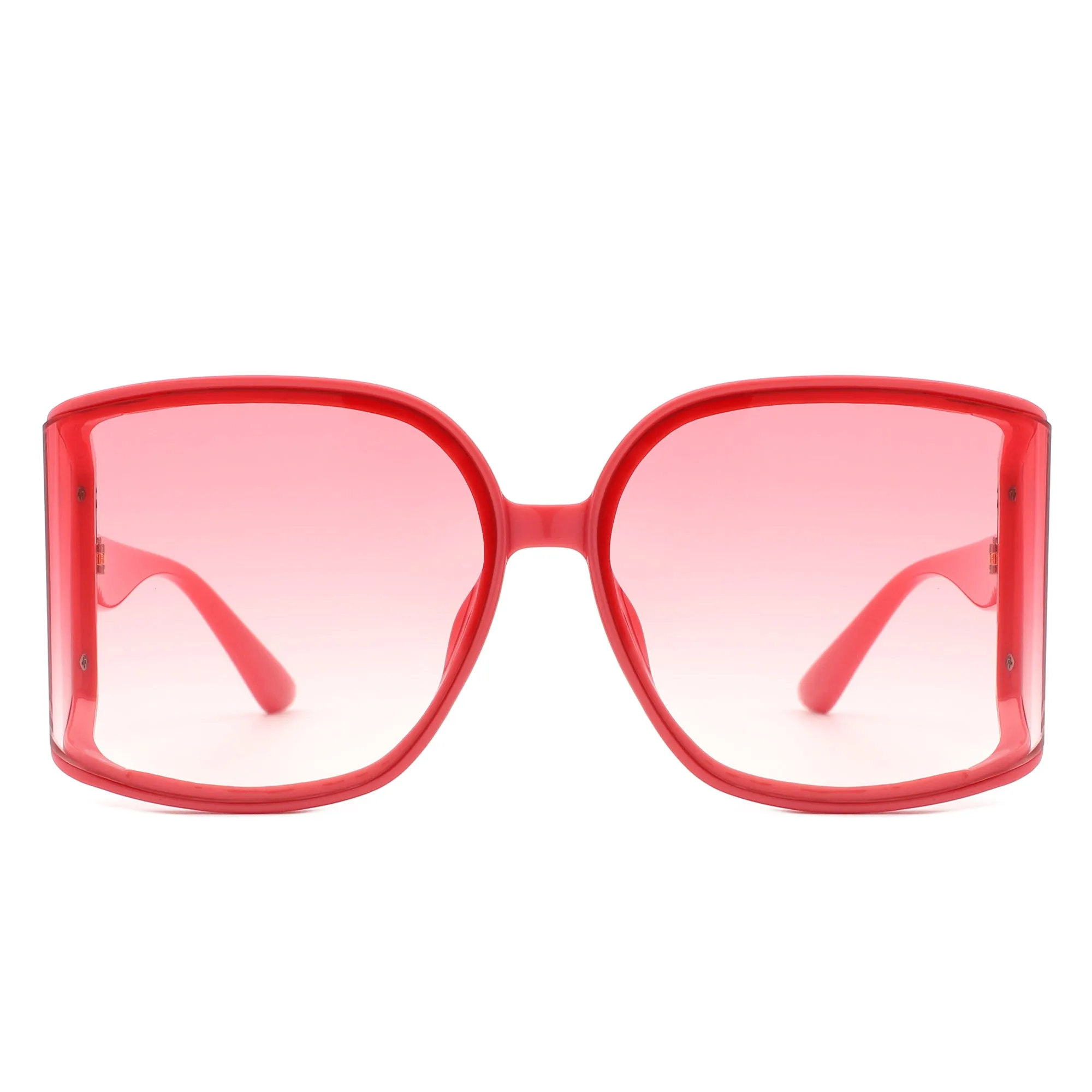 Jolt - Oversized Butterfly Square Curved Lens Sunglasses