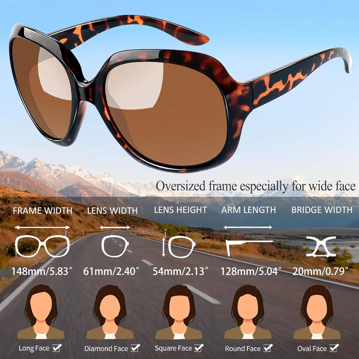 Joopin Oversized Sunglasses Womens Trendy Polarized Large Driving Sun Glasses Ladies UV Protective Big Sunnies Shades