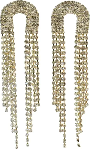 Julienne Chandelier Large Statement Earrings in CZ and Gold Plated