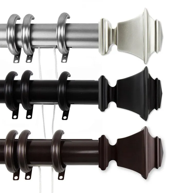 Julio Decorative Traverse Rod with Rings 84" - 156" - Cocoa