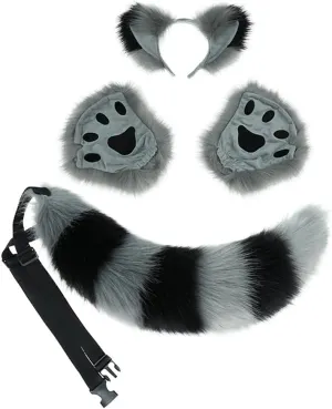 JUNBOON Fox Wolf Ears and Tail Set Cat Raccoon Ears Headbands Paw Gloves Kit Cosplay Halloween Xmas Costume Gifts