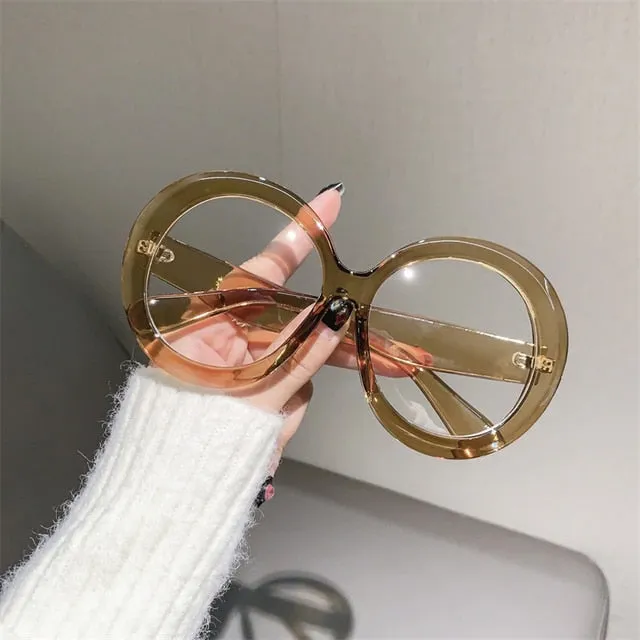 KAMMPT Oversized Round Sunglass Trendy Vintage Gradient Luxe Style
