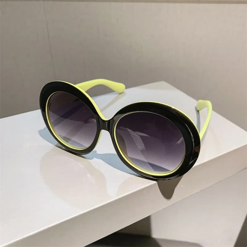 KAMMPT Oversized Round Sunglass Trendy Vintage Gradient Luxe Style
