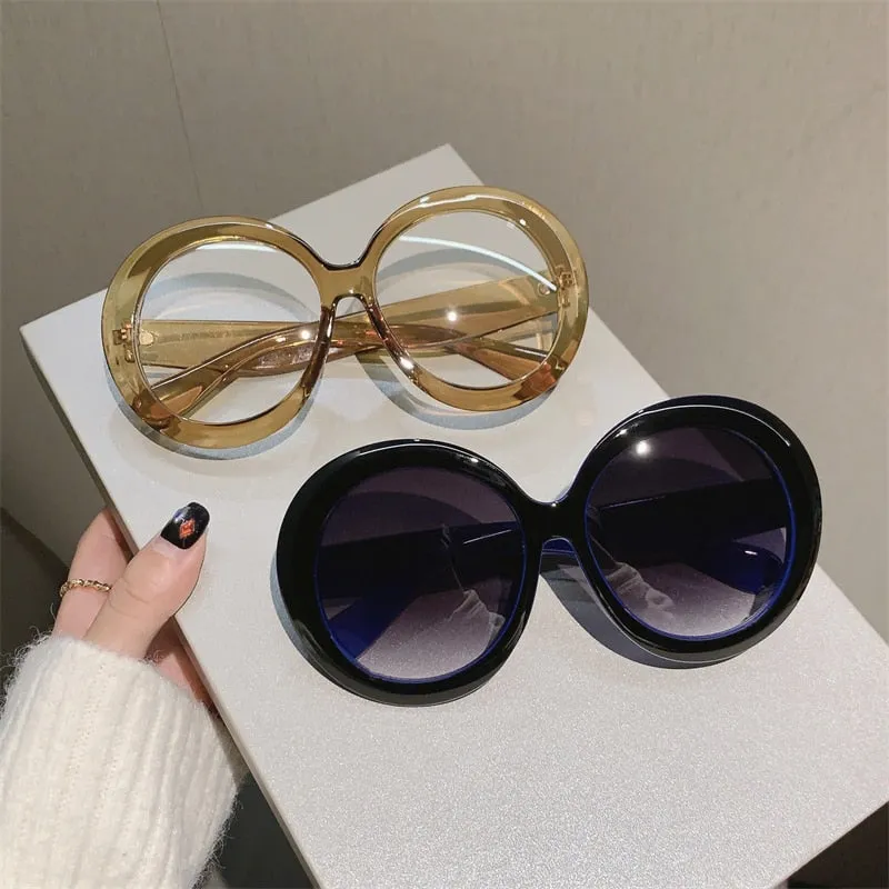 KAMMPT Oversized Round Sunglass Trendy Vintage Gradient Luxe Style