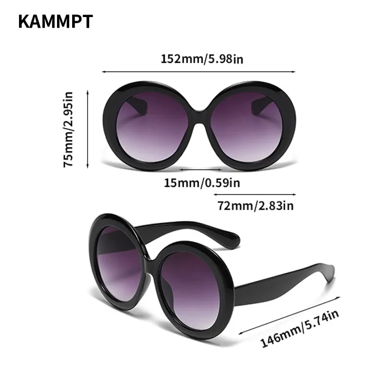 KAMMPT Oversized Round Sunglass Trendy Vintage Gradient Luxe Style