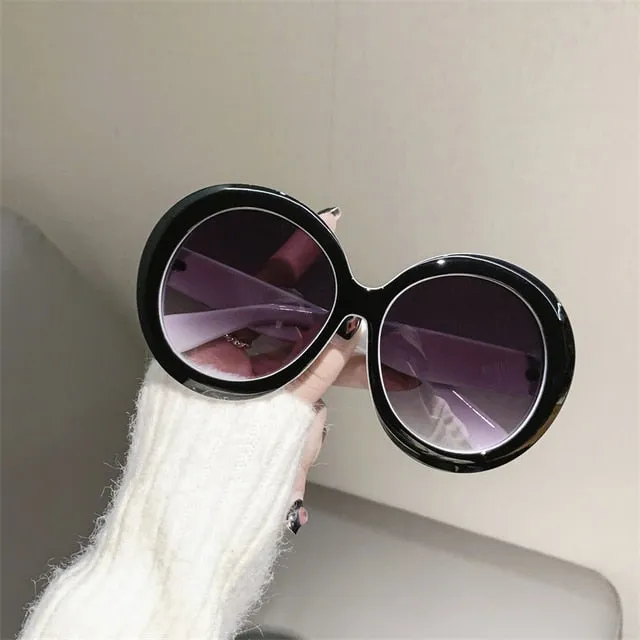KAMMPT Oversized Round Sunglass Trendy Vintage Gradient Luxe Style