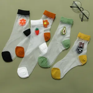 Kawaii Japanese Lace Lolita Fruits Socks - 5 Pairs Set