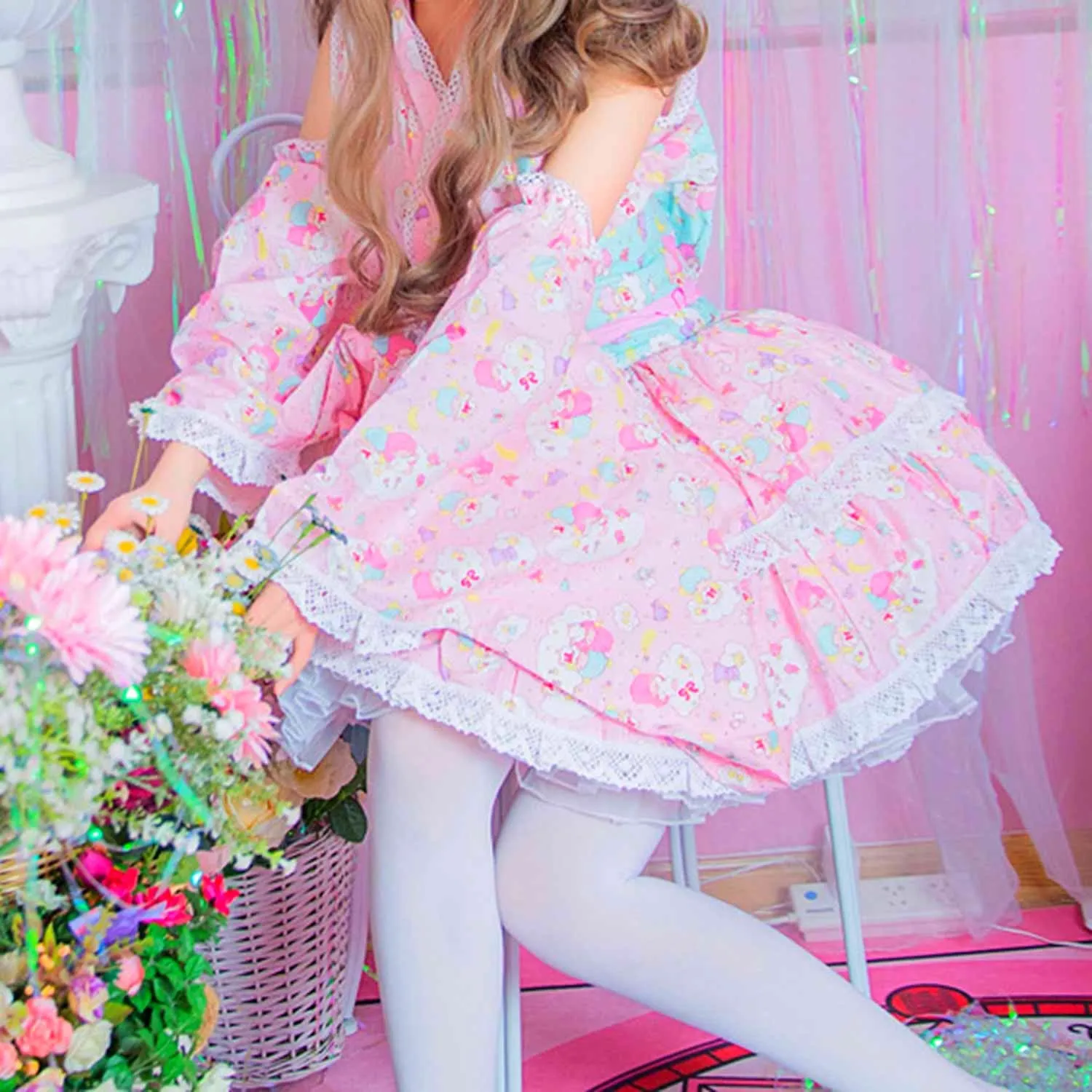 Kawaii Lolita Dress - Pink 8 Piece Kimono
