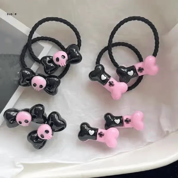Kawaii Skull Bone Hair Clip Hair Rope Set