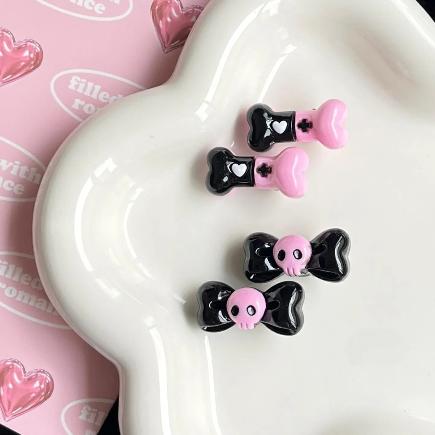 Kawaii Skull Bone Hair Clip Hair Rope Set