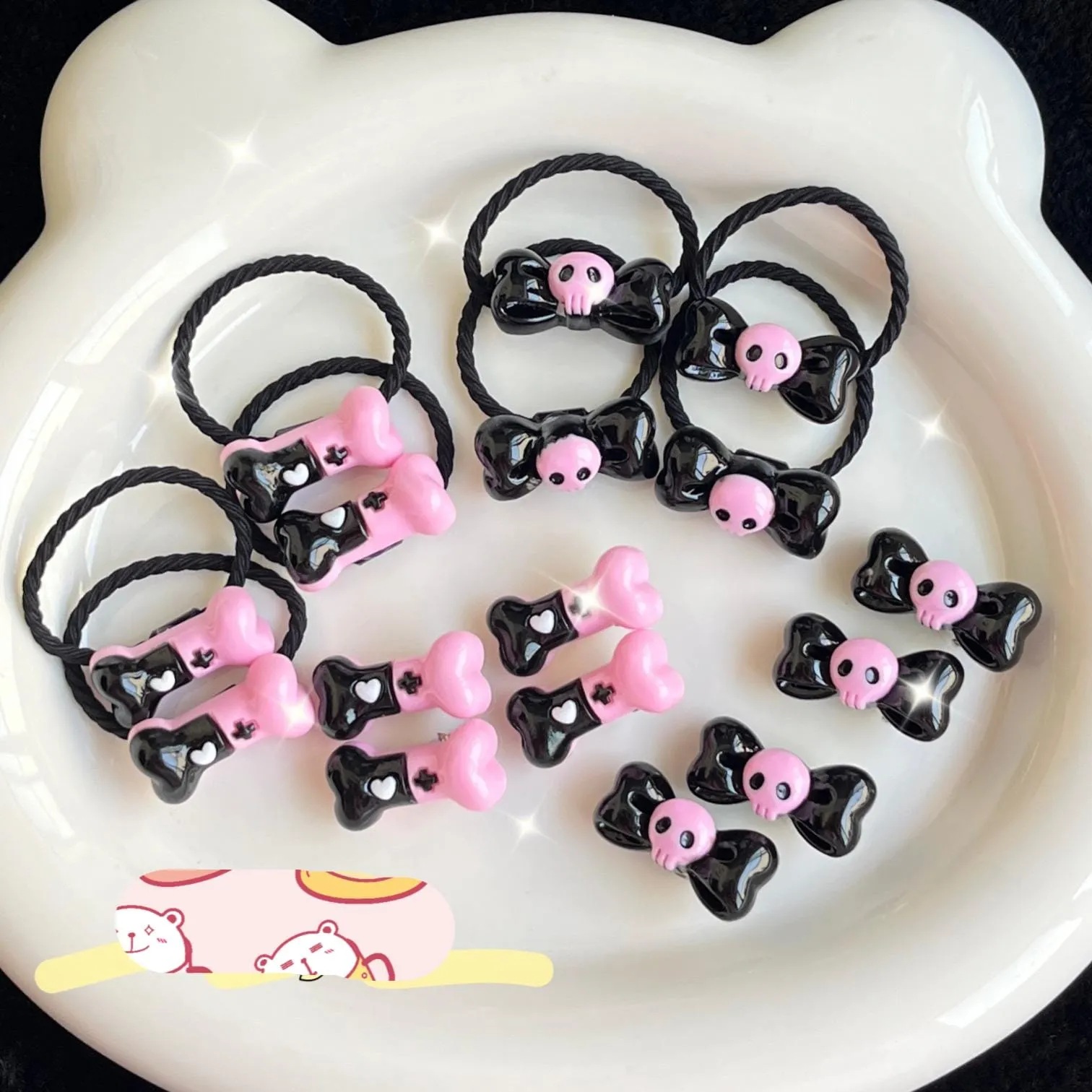 Kawaii Skull Bone Hair Clip Hair Rope Set