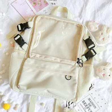 Kawaii Transparent Pocket Backpack with Plushie Display