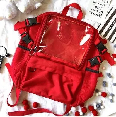 Kawaii Transparent Pocket Backpack with Plushie Display