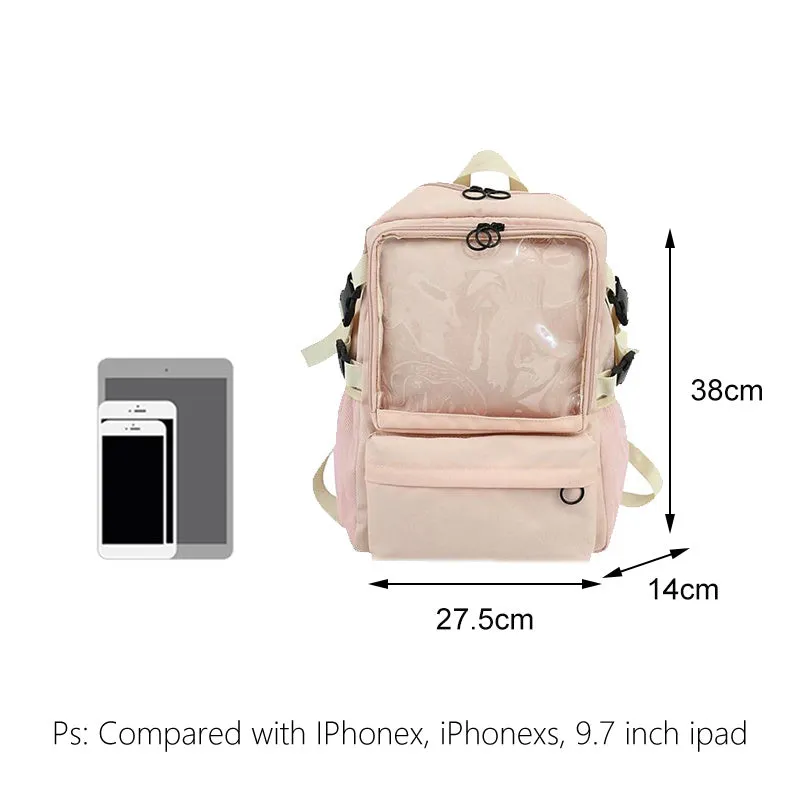 Kawaii Transparent Pocket Backpack with Plushie Display