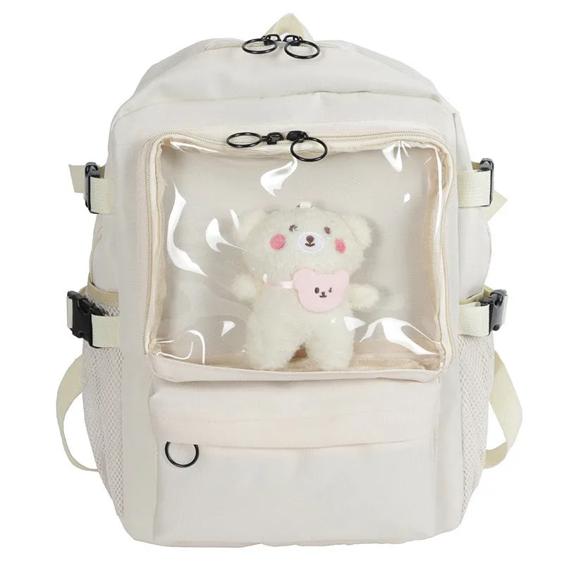 Kawaii Transparent Pocket Backpack with Plushie Display