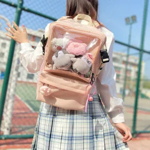 Kawaii Transparent Pocket Backpack with Plushie Display