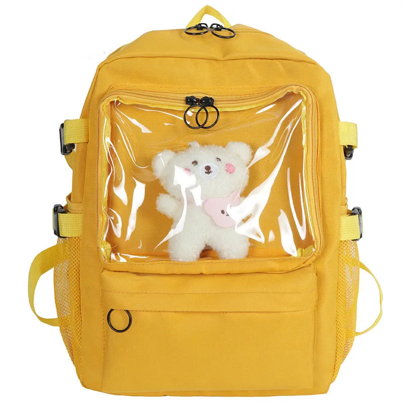 Kawaii Transparent Pocket Backpack with Plushie Display