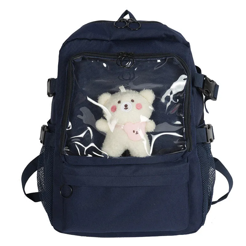 Kawaii Transparent Pocket Backpack with Plushie Display