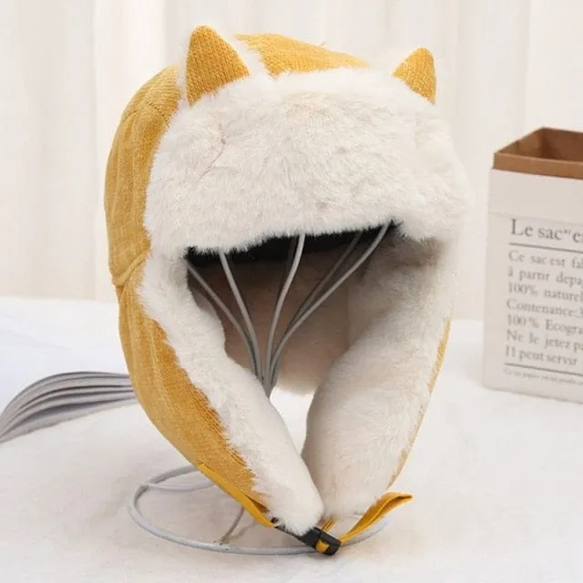 Kawaii Warm Fluffy Cat Ear Winter Hat